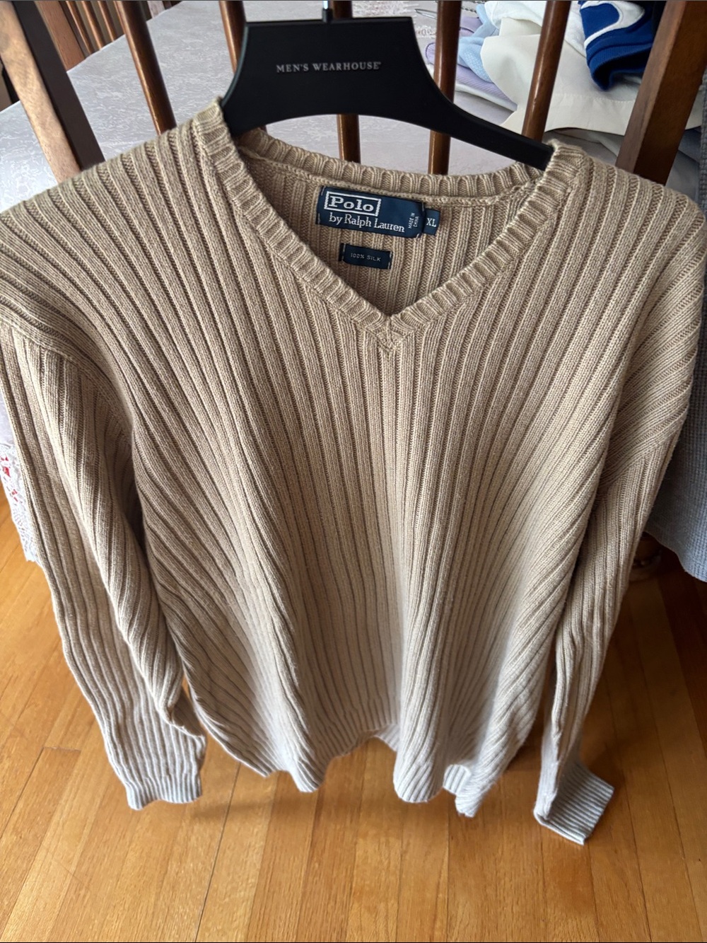 Polo by Ralph Lauren Ribbed V-Neck Sweater - Tan